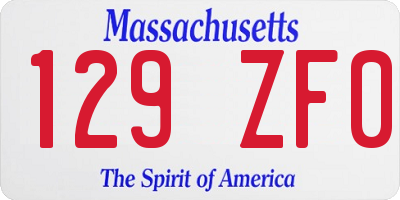 MA license plate 129ZF0