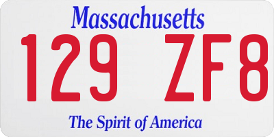 MA license plate 129ZF8