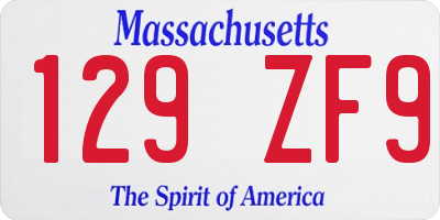 MA license plate 129ZF9