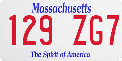 MA license plate 129ZG7