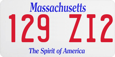 MA license plate 129ZI2