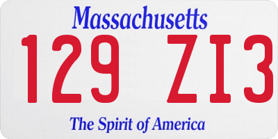 MA license plate 129ZI3