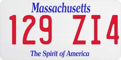MA license plate 129ZI4