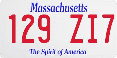 MA license plate 129ZI7
