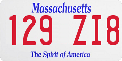 MA license plate 129ZI8