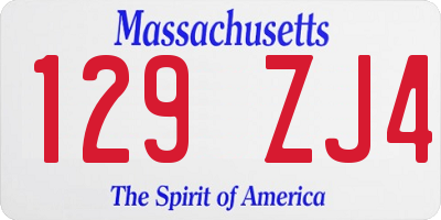MA license plate 129ZJ4