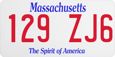 MA license plate 129ZJ6