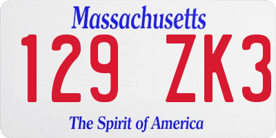 MA license plate 129ZK3