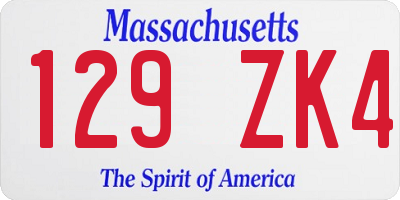 MA license plate 129ZK4