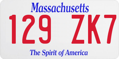 MA license plate 129ZK7