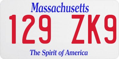 MA license plate 129ZK9
