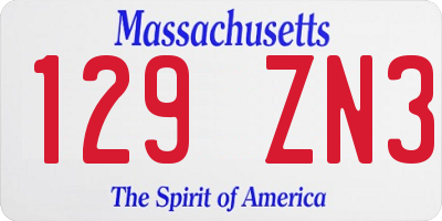 MA license plate 129ZN3