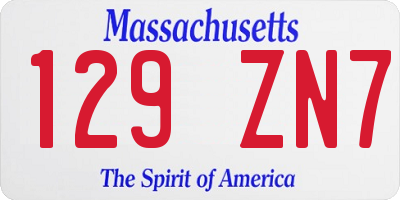 MA license plate 129ZN7