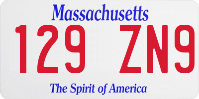 MA license plate 129ZN9