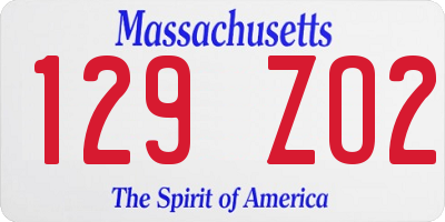 MA license plate 129ZO2