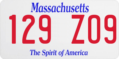 MA license plate 129ZO9
