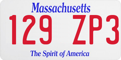 MA license plate 129ZP3