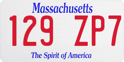 MA license plate 129ZP7