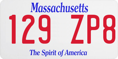 MA license plate 129ZP8