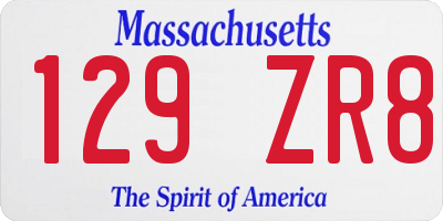 MA license plate 129ZR8