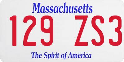 MA license plate 129ZS3