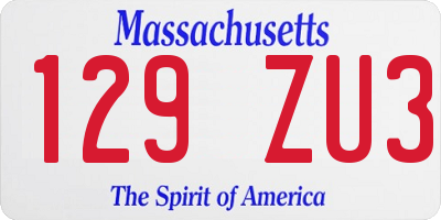 MA license plate 129ZU3