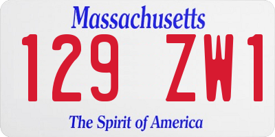 MA license plate 129ZW1