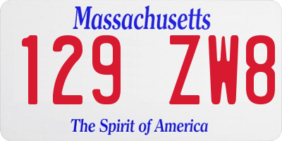 MA license plate 129ZW8