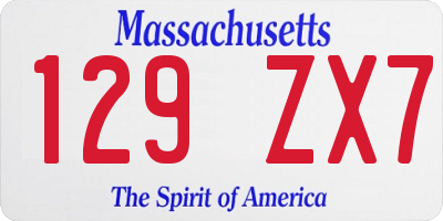 MA license plate 129ZX7