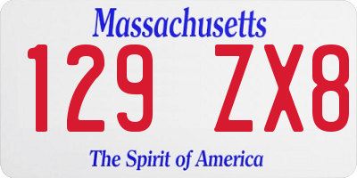 MA license plate 129ZX8