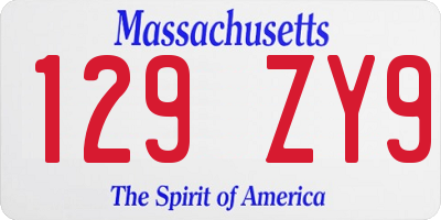 MA license plate 129ZY9