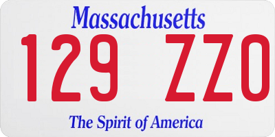 MA license plate 129ZZ0