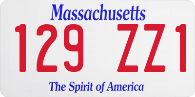 MA license plate 129ZZ1