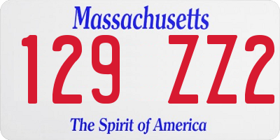 MA license plate 129ZZ2