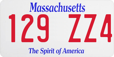 MA license plate 129ZZ4