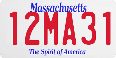 MA license plate 12MA31