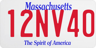 MA license plate 12NV40