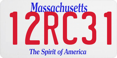 MA license plate 12RC31