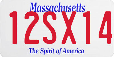 MA license plate 12SX14