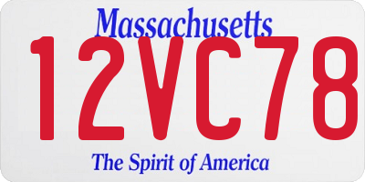 MA license plate 12VC78