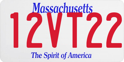 MA license plate 12VT22