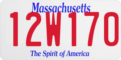 MA license plate 12W170