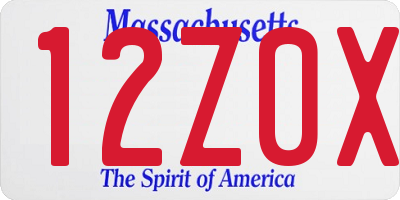 MA license plate 12Z0X