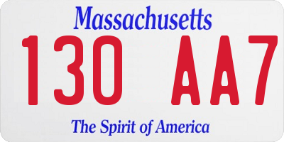 MA license plate 130AA7