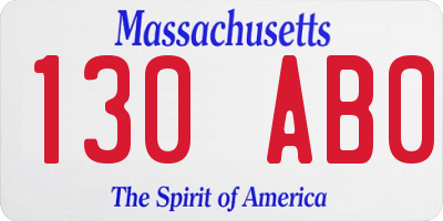 MA license plate 130AB0