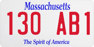 MA license plate 130AB1