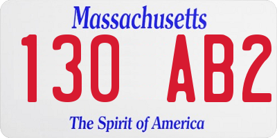 MA license plate 130AB2