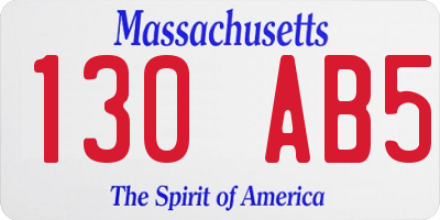 MA license plate 130AB5