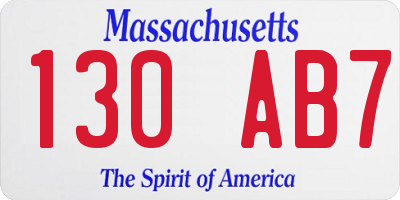 MA license plate 130AB7