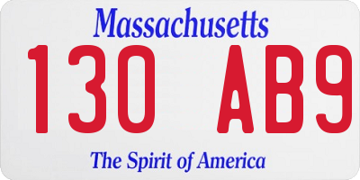 MA license plate 130AB9